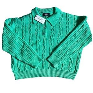 Brand new cider cable-knit sweater in green